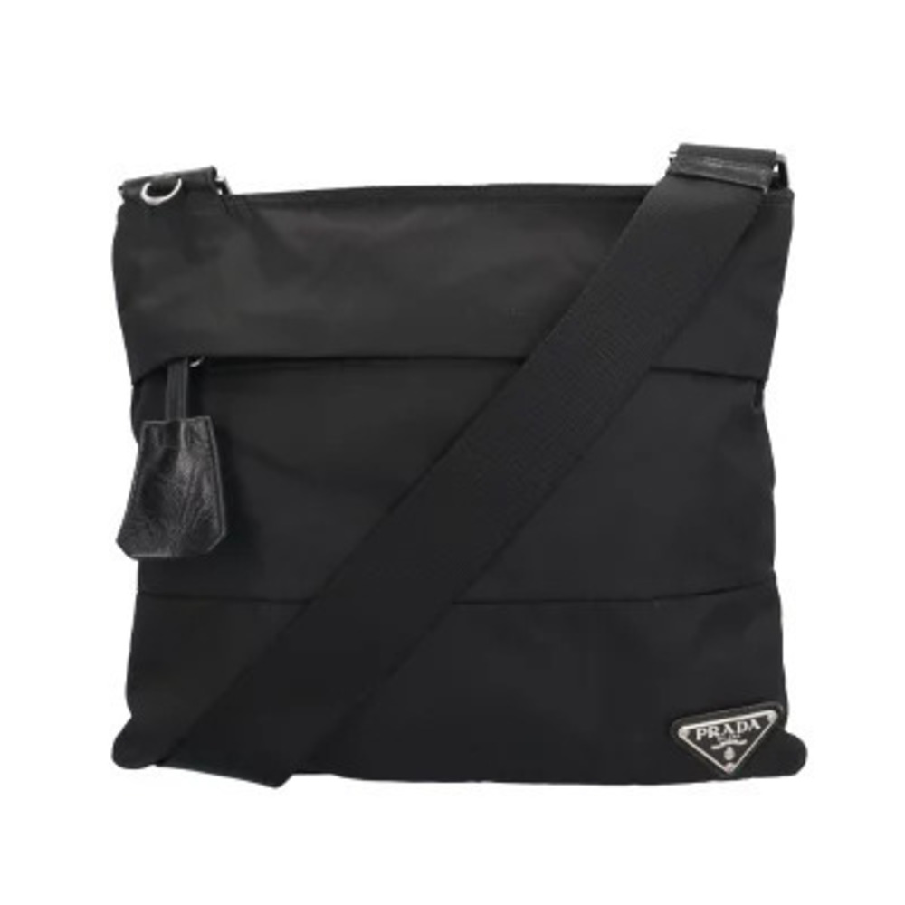 Prada Tessuto Saffiano Leather Shoulder Bag Black